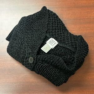 City DKNY Black Cable Knit Cardigan Sweater Womens Size XS casual Light Acrylic